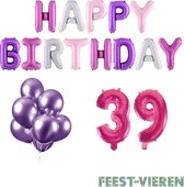 39 jaar Verjaardag Versiering Ballon Pakket Pastel & Roze