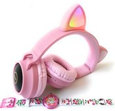 ZaciaToysBluetooth Draadloze On-Ear Koptelefoon voor Kinderen Roze Incl. educatief kinderhorloge - Kattenoortjes - Kinder Hoofdtelefoon - Draadloos Headphone  - Handsfree - Gehoorb