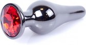 Power Escorts - Groot Formaat Butt plug 9.5 cm - vette Dia 3 cm - Super Stijlvol Dark Silver kleur met Rode Steen - Anaal plug - Opwindend en Stimulerend - Gemakkelijk gebruikbaar