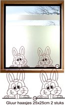 Raamsticker Gluurhaasjes  Pasen  Raam Vrolijk  Decoratie Bunny Bunny`s Haas Statische Herbruikbaar Kleur zwart