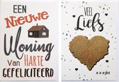 Nieuwe Woning + Veel liefs xxx-jes  - 2 Wenskaarten – 12 x 17 cm