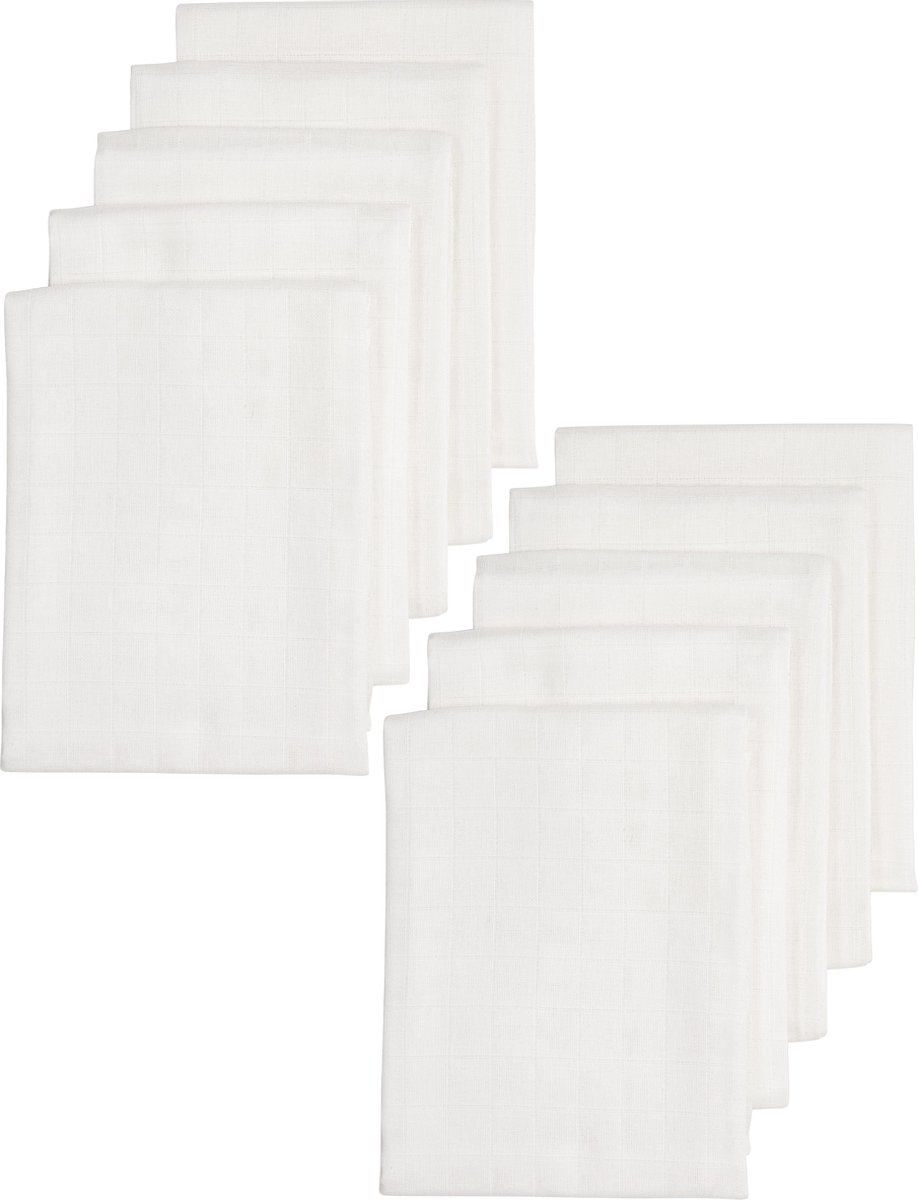 Goedkoopste Meyco Baby Uni hydrofiele doeken - 10-pack - biologisch - white - 80x80 cm