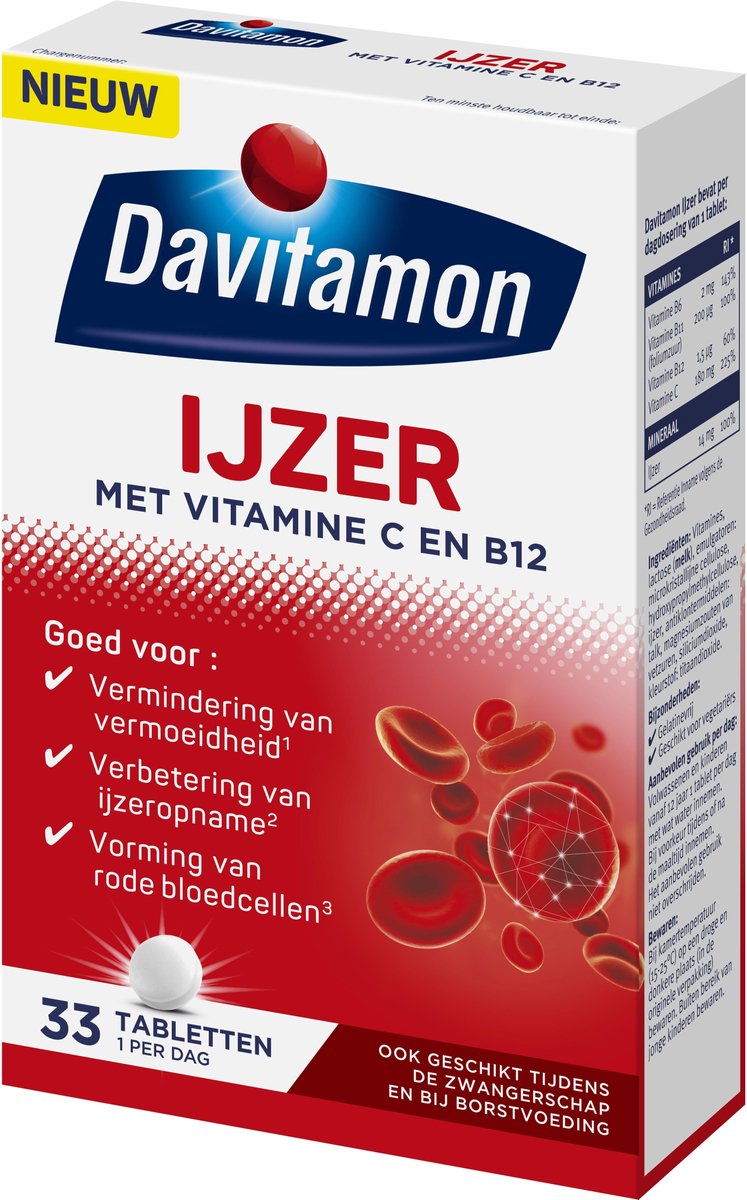 Davitamon Ijzer met vitamine B12 - Draagt bij aan het verminderen van vermoeidheid -... |