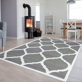 Tapiso Luxury Vloerkleed Wit Grijs Woonkamer Modern Tapijt Maat- 80x150