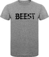 Fitness T-Shirt - Gym T-shirt - Work Out T-shirt - Sport T-Shirt - Regular Fit T-Shirt - Fun - Fun Tekst -  Sporten - Beest - Sport Grey - Maat L