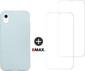 BMAX Telefoonhoesje voor iPhone XR - Siliconen hardcase hoesje zeeblauw - Met 2 screenprotectors