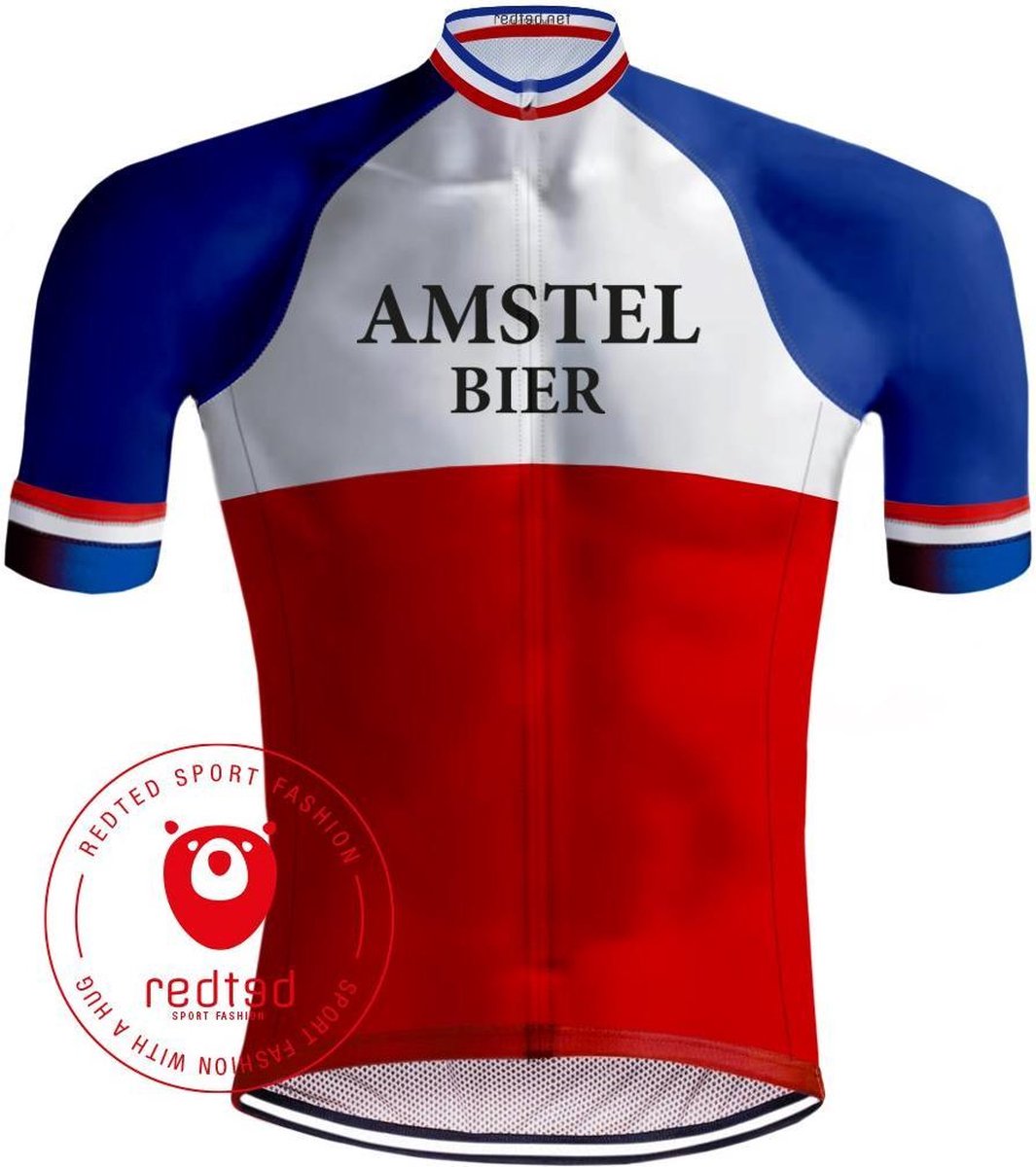 Retro Wielershirt Amstel Bier Rood/Blauw - REDTED (XL)