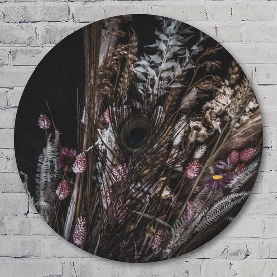 Dried Flower Wild - 40 cm Forex Muurcirkel - Bloemen en Planten - Wanddecoratie - Rond Schilderij - Wandcirkel