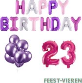 23 jaar Verjaardag Versiering Ballon Pakket Pastel & Roze
