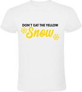 Don't eat Yellow Snow Heren t-shirt | Gele sneeuw  | Wintersport | Ijs |  Wit