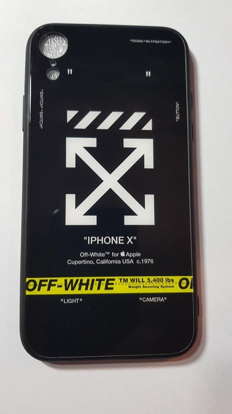 Blokkeren Acquiesce zeemijl iPhone XR Case Cover - Bescherm hoes - Off-White - Zwart met gele band -  Geschikt voor... | bol.com