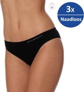 Brubeck Dames Ondergoed Slip model Bikini - Naadloos Elastisch Katoen - 3 Pack - Zwart S