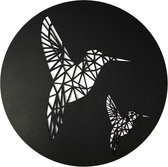 LSRDSGN - Wanddecoratie Rond - Kolibrie - ⌀ 40 cm - Dieren - Vogel - Wandcirkel-Hout