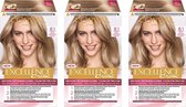 Loreal Paris Excellence Creme 8.1licht  Voordeelbox - 3 Pack