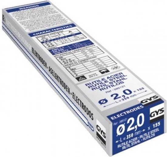 GYS rutielelektroden, Ø 2.0 mm x 350 mm, 155 stuks.