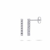 Jewels Inc. - Oorsteker - Gezet met 7 Zirkonia Stenen - 17mm x 2.5mm - Gerhodineerd Zilver 925