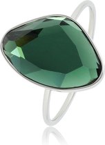 My Bendel - Mooie aanschuifring zilver met groene glassteen - Fijne aanschuifring met groene glassteen, gemaakt van mooi blijvend edelstaal - Met luxe cadeauverpakking