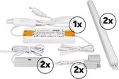 LED bedverlichting complete set dubbel opbouw 9W 3000K aluminium 24V DC
