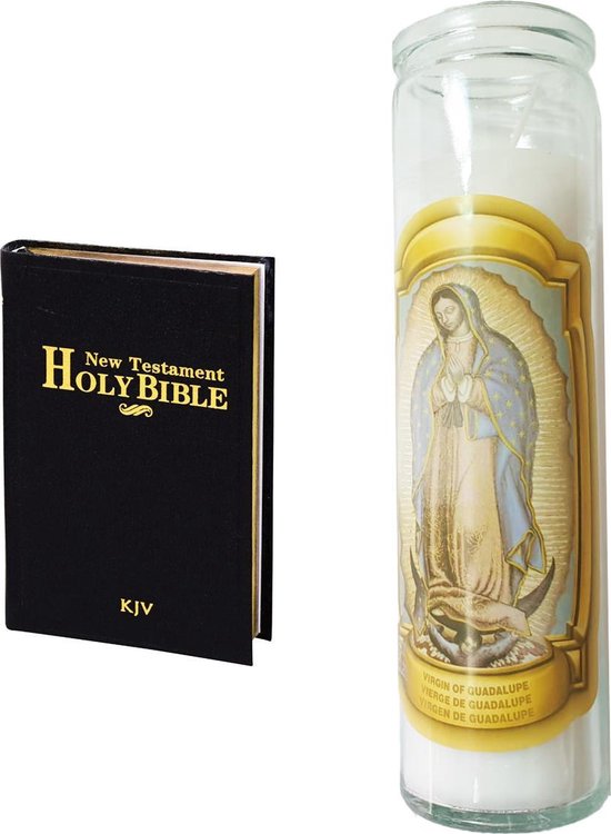 Kaars - Kaarsen - potkaarsen -Maagd Maria van Guadalupe kaars met Holy  Bible Engels -... | bol.com