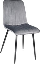 Eetkamerstoel Milaan velvet  - Set van 4 - Grijs - Fluweel - Velvet - Eetkamerstoel - Eetkamerstoelen - Woonkamerstoelen