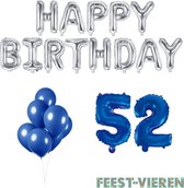 52 jaar Verjaardag Versiering Ballon Pakket Blauw & Zilver