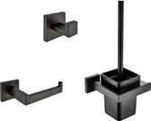 Mawialux 3-delig toiletaccessoire set - Vierkant - Mat zwart - ML-ACSS2-MZ