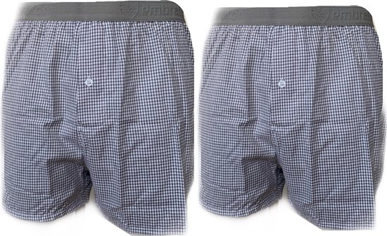 Embrator 2-stuks mannen Boxershorts geruit wit/zwart/grijs XXL