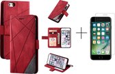 Book Case Apple iPhone 8 | iPhone 7 | iPhone SE2020 | Hoogwaardig PU Leren Hoesje | Telefoonhoesje | Pasjeshouder | Portemonnee | Rood + 1x screenprotector