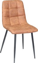 Eetkamerstoel Rio velvet  - Set van 4 - Bruin - Lederlook - Mircrovezel - Eetkamerstoel - Eetkamerstoelen - Woonkamerstoelen