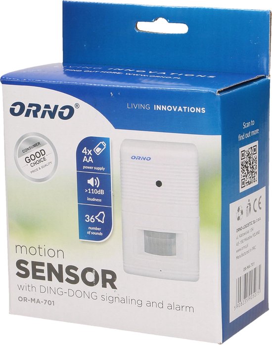 Orno - Bewegingssensor met Alarm - 4-5 m Bereik - Geluidsalarm 'Ding Dong/Alarm' — afbeelding 4