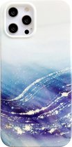 Marmerprint telefoonhoesje geschikt voor Apple iPhone 12 / 12 Pro Hoesje Marmer Sky Blue
