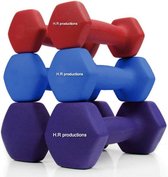 H.R production Halters - Halterset - Dumbell - Dumbells - gewicht van 1 kg, 1,5 kg en 2,5 kg - 6 stuks - Inclusief draagtas - Gewichten - Gewicht - GYM - Fitness - Fitness gewicht - HOME GYM 