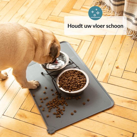 Verk Group - Voerbakmat voor de hond of kat - grijs - antislip | bol