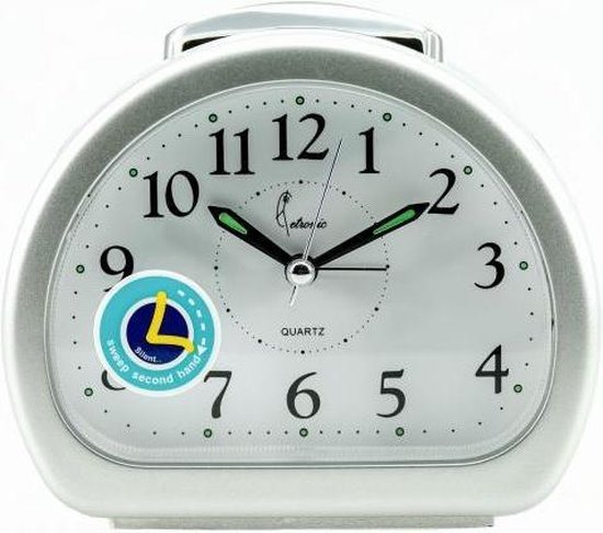 Cetronic T9922 T49 - Wekker - Analoog - Stil uurwerk - Zilverkleurig