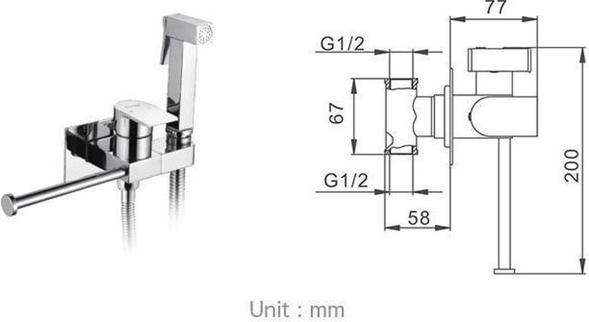 Bidetkraan, messing douchekraan, wasmachine mixer koud warm water