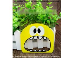 50x Transparent Party Bags Monster Design Jaune 10 x 10 cm avec bande adhésive - Cellophane Plastic Treat Gift Bags - Candy Bags - Cookie Bags - Cookie - Cookie Bags Monster