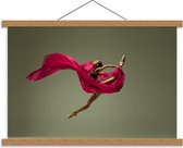 Schoolplaat – Dansende Ballerina in Roze Kleed - 60x40cm Foto op Textielposter (Wanddecoratie op Schoolplaat)