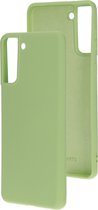 Mobiparts Siliconen Cover Case Samsung Galaxy S21 Plus Pistache Groen hoesje