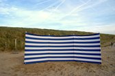 Strand Windscherm 4 meter Dralon kobalt blauw/wit met houten stokken