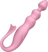 Mermaid Mysteries - Mermaid Rabbit Vibrator - met Trillende G-Spot / P-Spot, Clitoris Stimulatie & Zeemeerminvormige Anal Beads - 10 Standen, USB Oplaadbaar & Waterproof - Roze