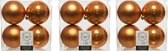 16x stuks kunststof kerstballen cognac bruin (amber) 10 cm - Mat/glans - Onbreekbare plastic kerstballen