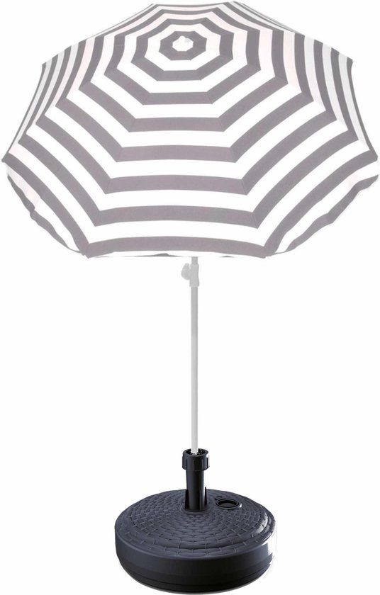 hoekpunt noedels Jaar Grijs gestreepte lichtgewicht strand/tuin basic parasol van nylon 180 cm +  vulbare... | bol.com