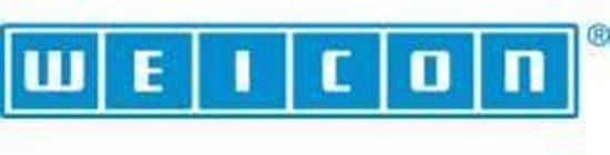 Blauw logo met witte letters 'WEICON'.
