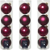 16x stuks kerstballen framboos roze (magnolia) van glas 10 cm - mat/glans - Kerstversiering/boomversiering