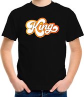 King Koningsdag t-shirt zwart voor kinderen/ jongens 110/116