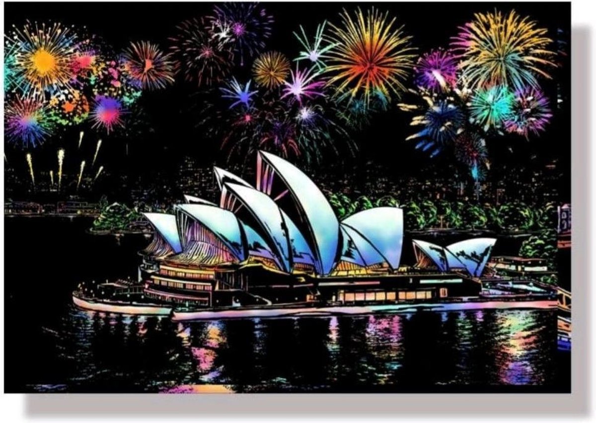 Scratch Art Sydney opera house - 410 x 287 mm - Kras tekeningen - Scratch painting
