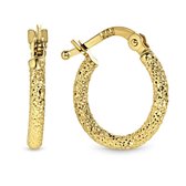 Juwelier Emo - Geelgouden oorringen Gediamanteerd – 14 Karaat - SMALL - Diameter 14 MM