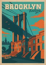 valentijn cadeautje voor hem / Vintage Steden Poster - Brooklyn - Wandposter 60 x 40 cm