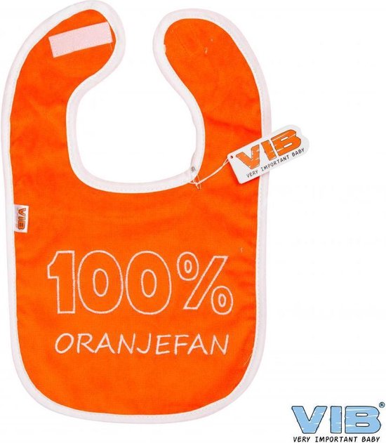 Slabber '100% ORANJEFAN' Oranje+Wit