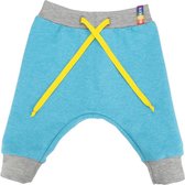 Handgemaakte turquoise joggingbroek met geel koordje - Out of the Blue! - 122-128
